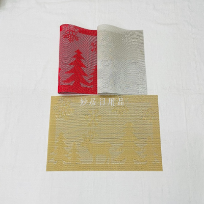 Factory Wholesale-Red + White Deer Jacquard Placemat Western-Style Placemat Kitchen Placemat