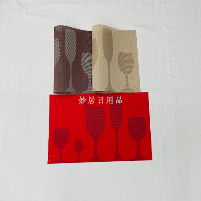 Factory Wholesale-Beige Wine Glass Placemat Western-Style Placemat Kitchen Placemat