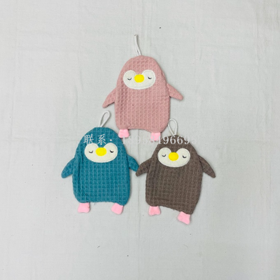 Hanging Cute Cartoon Penguin Hand Towel Tablecloth Children Adult Hand Towel Kitchen Household Cleaning Cloth