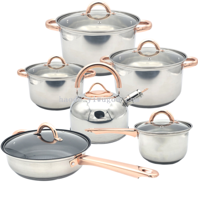 Hot-selling 12pcs cookware set gold rose kitchenware set