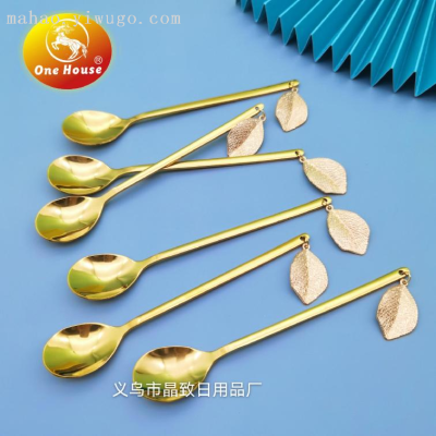 Golden Leaf Pendant Shank 6Pcs Gold