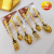 201 Stainless Steel Wheat Small round Head Handle Gold Plated Steak Knife and Fork Salad Spoon Tea Spoon Fork Tableware