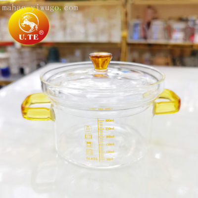 High Temperature Resistant Glass Steamed Egg Bowl Household Clear with Cover Special Children Steamed Egg Cup with Scale