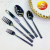 410 Stainless Steel Tableware Gold-Plated Color Square Handle Knife, Fork and Spoon Coffee Spoon Tableware