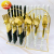 Machine Gold Plated Plastic Handle Stainless Steel Tableware 24-Piece Set Knife, Fork and Spoon Knife Rack Set