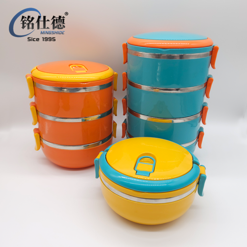 Colorful Layered Insulated Lunch Box Thickened Stainless Steel Sealed Buckle Stable Anti-Overflow Multifunctional Bento Box 7