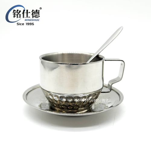 304 Stainless Steel European Hotel Coffee Cup Suit Double Insulation Creative Mug Milk Cup Three-Piece Set 144