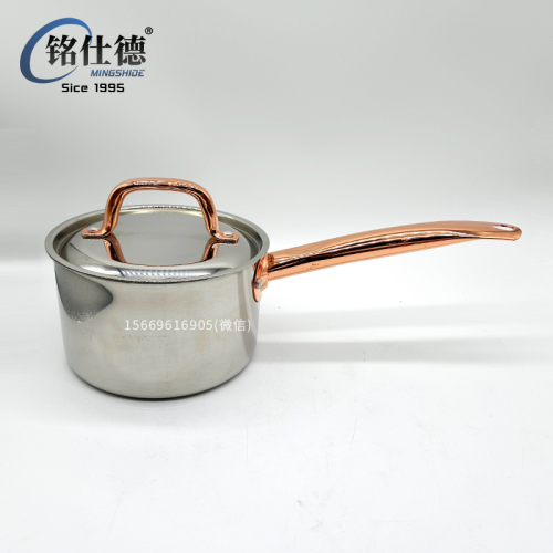 Stainless Steel Milk Pot Household Noodle Soup Pot Non-Stick Pan Single Handle Complementary Food Pot Gas Induction Cooker Universal 154