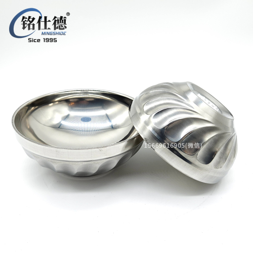 stainless steel double-layer bowl heat insulation rice bowl children‘s bowl student canteen commercial soup noodle lily bowl 229
