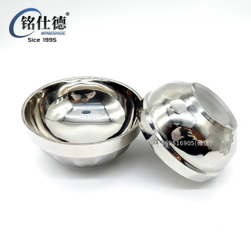 stainless steel bowl thi double-yer restaurant drop-resistant noodle bowl commercial rge insuted soup bowl household canteen multi-purpose 196
