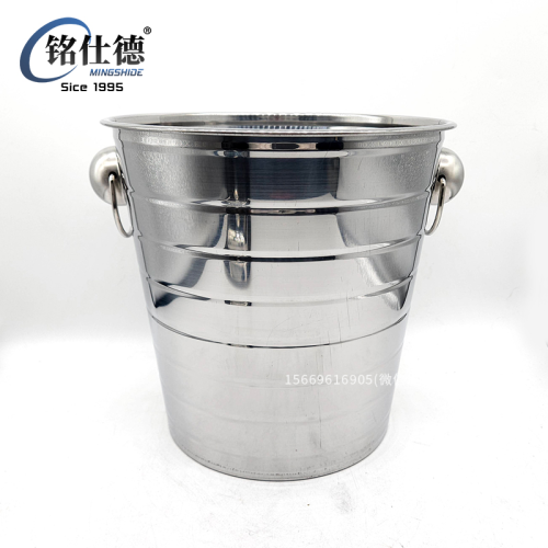 stainless steel ice bucket binaural deepening ice bucket multi-specification glossy round barrel bucket champagne beer barrel 43