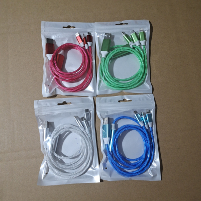 Three-in-One Luminous Charger Data Cable Streamer Colorful Car Luminous Horse Running Light One for Three