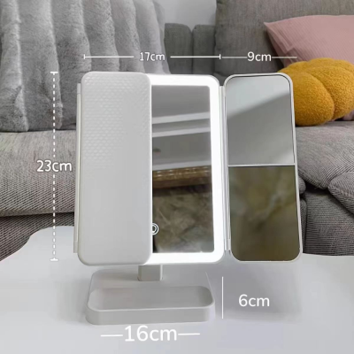 Led Leather Pattern Cosmetic Mirror