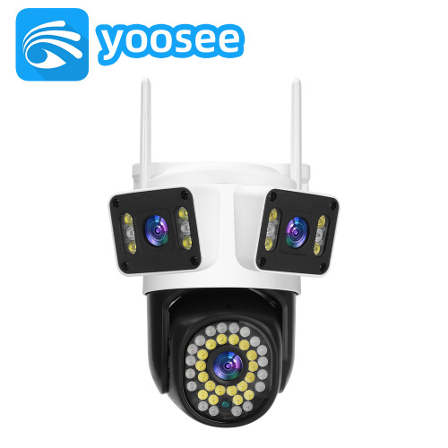 Yoosee三目三画面枪球联动技威摄像头高清无线WIFI摄像机F3-17162
