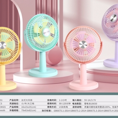 "Product Number" 677-31 "Product Name" Desktop Large Fan "Product Packaging" Color Box