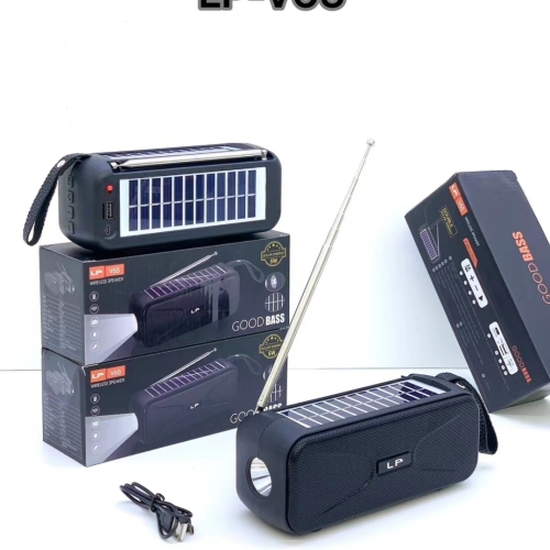 双太阳能板蓝牙音箱带手电筒收音机可插U盘TF卡