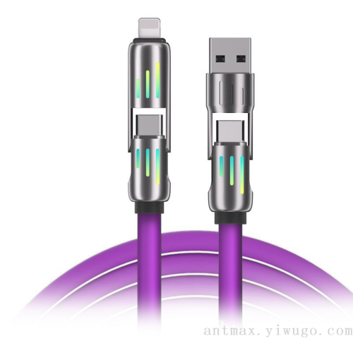 四合一超极快充灯笼发光线C to C/C to Lightning/USB-C数据线