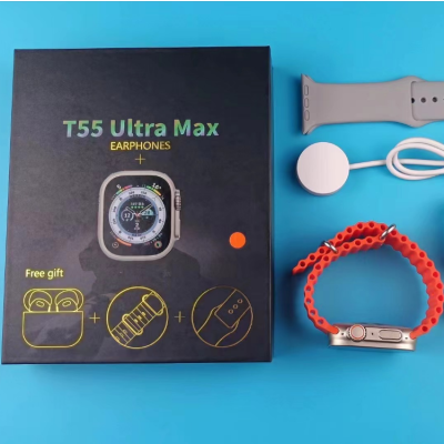 T55ultramax Smart Watch Huaqiang North Headset Two-Color Strap Two-in-One Fixed Charger Bluetooth Sports Bracelet