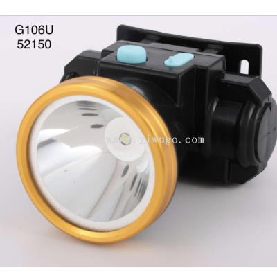 Lithium Battery Headlight G106 Strong Light Long-Range Head-Mounted Helmet Miner's Lamp Led