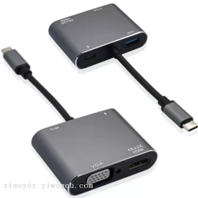Type to VGA/HDMI Docking Station Converter Mobile Phone Connection Monitor Projector Usb3.0pd Fast Charge