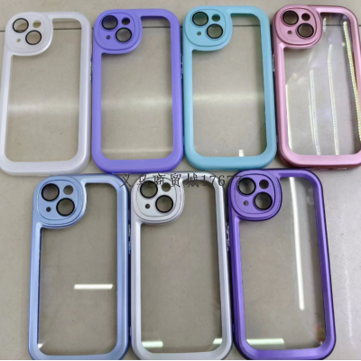 Electroplating Arc Edge Transparent Phone Case with Lens Protector