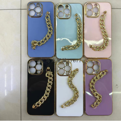 Diamond Metal Chain Accessories Glossy Plating Phone Case