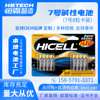 Factory Direct Sale HICELL LR03 AAA Alkaline Battery 8Pcs Blister Card European Standard High Energy Battery 1.5V