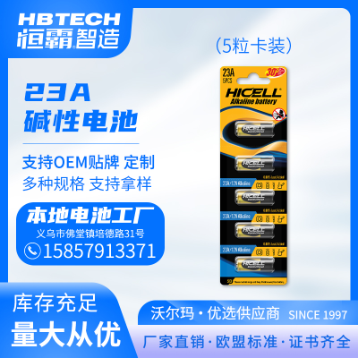 Factory Direct Sale HICELL 23A and 27A Alkaline Battery 5Pcs Blister Card European Standard High Energy Battery