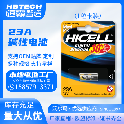 Factory Direct Sale HICELL 23A and 27A Alkaline Battery 1Pcs Blister Card European Standard High Energy Battery