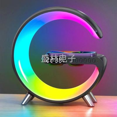Wireless Bluetooth Speaker Large G Ambience Light Mobile Phone Wireless Charger Clock Small Night Lamp Multi-Function Audio Small G Speaker