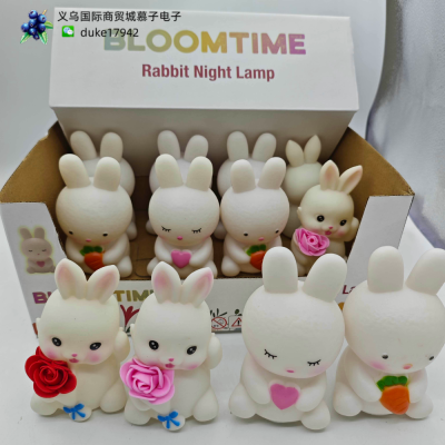 Bunny Children's Gift Vinyl Small Night Lamp Sleep Light Cute Non-Plug-in Table Lamp Creative Bedroom Night Light