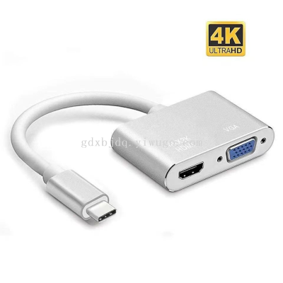 Type-C to Hdmi/Vga 2-in-1 Docking Station Hub Multi-Port Converter Mobile Phone Computer Connection TV Projector