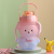 New Good-looking Plastic Cup Cartoon Cute Children Student Large Capacity Strap Portable Big Belly Cup with Straw