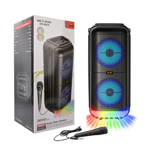 sing-e ZQS6227爆款手提小音响户外卡拉OK麦克风一体炫彩灯大音响