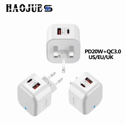 Mini Ice Cube Charging Plug Pd20w Charger PD20W+C3.0 18W  Fast Charge Charger for Apple Iphone14 Fast Charge