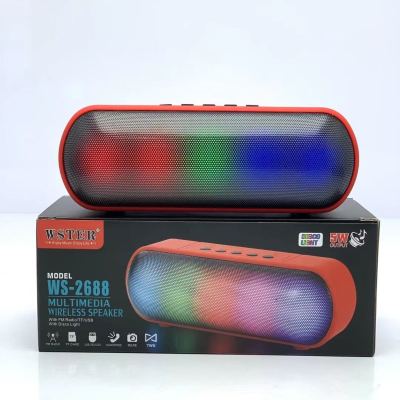 New Ws2688 Colored Lights Wireless Portable Bluetooth Speaker Ambience Light Strip-Style Subwoofer Double Loudspeakers