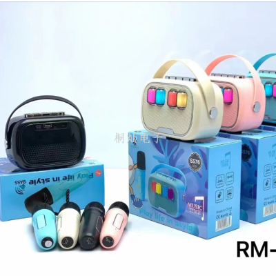 New RM-S576 Portable Ktv Microphone Audio Card Portable Bluetooth Speaker Color Light Fashion Subwoofer