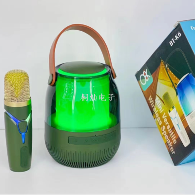 K6 Microphone KTV Bluetooth Audio All-in Machine KTV Microphone Portable Wireless Mini-Speaker Portable Outdoor Singing