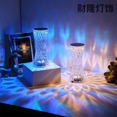 Cross-Border Romantic Gift Crystal Rose Lamp Ambience Light Crystal Acrylic Table Lamp Creative Touch Bedside Small Night Lamp