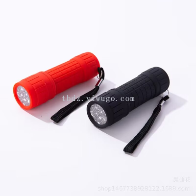 Hot plastic flashlight, square 9 light flashlight, LED small flashlight, outdoor lighting