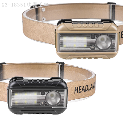Cross-Border XPe LED Headlamp Multi-Function Built-in Battery Long Battery Life Indicator Magnetic Hook Induction Headlamp