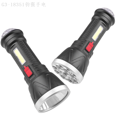 Cross-Border New Strong Light Multi-Lamp Beads Flashlight with Sidelight Cob Rotatable Color Lamp Design Multifunctional Ambience Light