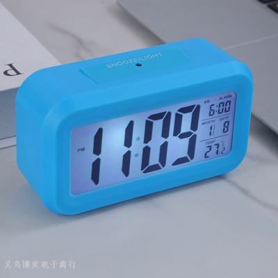 Cross-Border Hot Selling Smart Luminous Smart Clock Multi-Function LCD Electronic Clock Student Snooze Digital Timing Alarm Clock