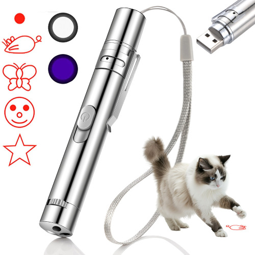 充电红外线激光逗猫棒可切换多图案投影猫狗宠物玩具互动激光逗猫