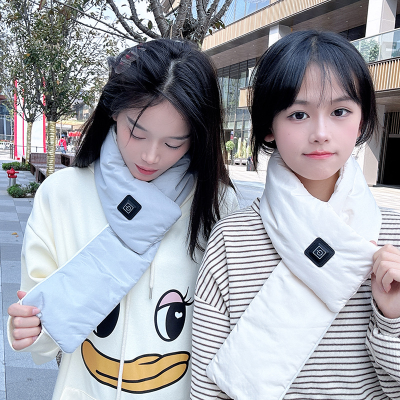 Heating Scarf down Heating Scarf Pure Color Warm Keeping Heating Scarf Autumn and Winter Korean Style Neck Protection Student Couple