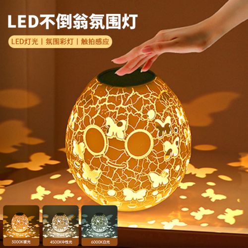 christmas ambience light transparent crack goose egg tumbler ambience light rgb dimming three-color dimming led night