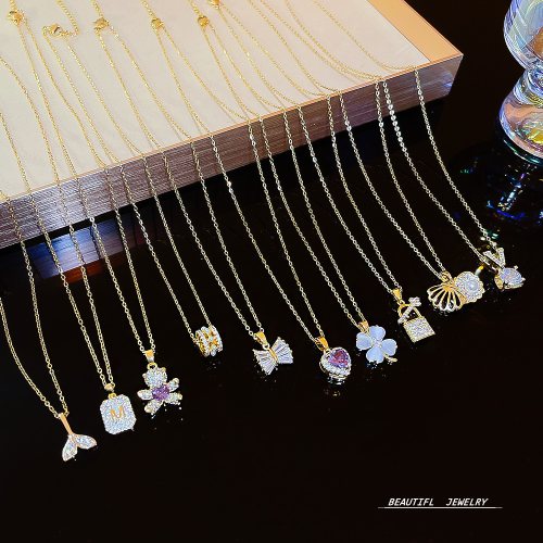japanese and korean light luxury titanium steel necklace 2025 new niche design hot selling pendant female clavicle chain one piece dropshipping