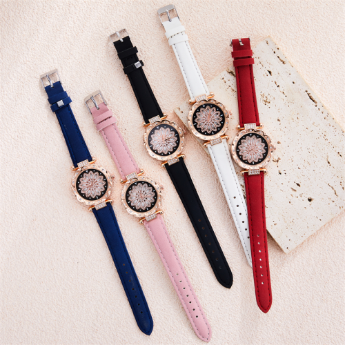 factory in stock wholesale foreign trade popular style starry sky diamond flowers quartz women‘s watch women‘s watch belt