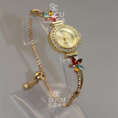 New Fashion Five-Color Pattern Fine Strap Diamond Women's Watch Free Adjustment Bracelet Watch Women's Quartz Watch Wholesale