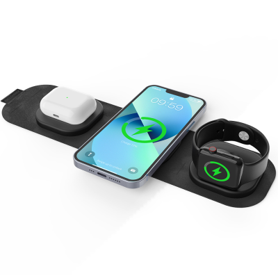 Cross-Border Portable Folding Three-in-One Mobile Phone Watch Headset Wireless Charger Phone Fast Charge